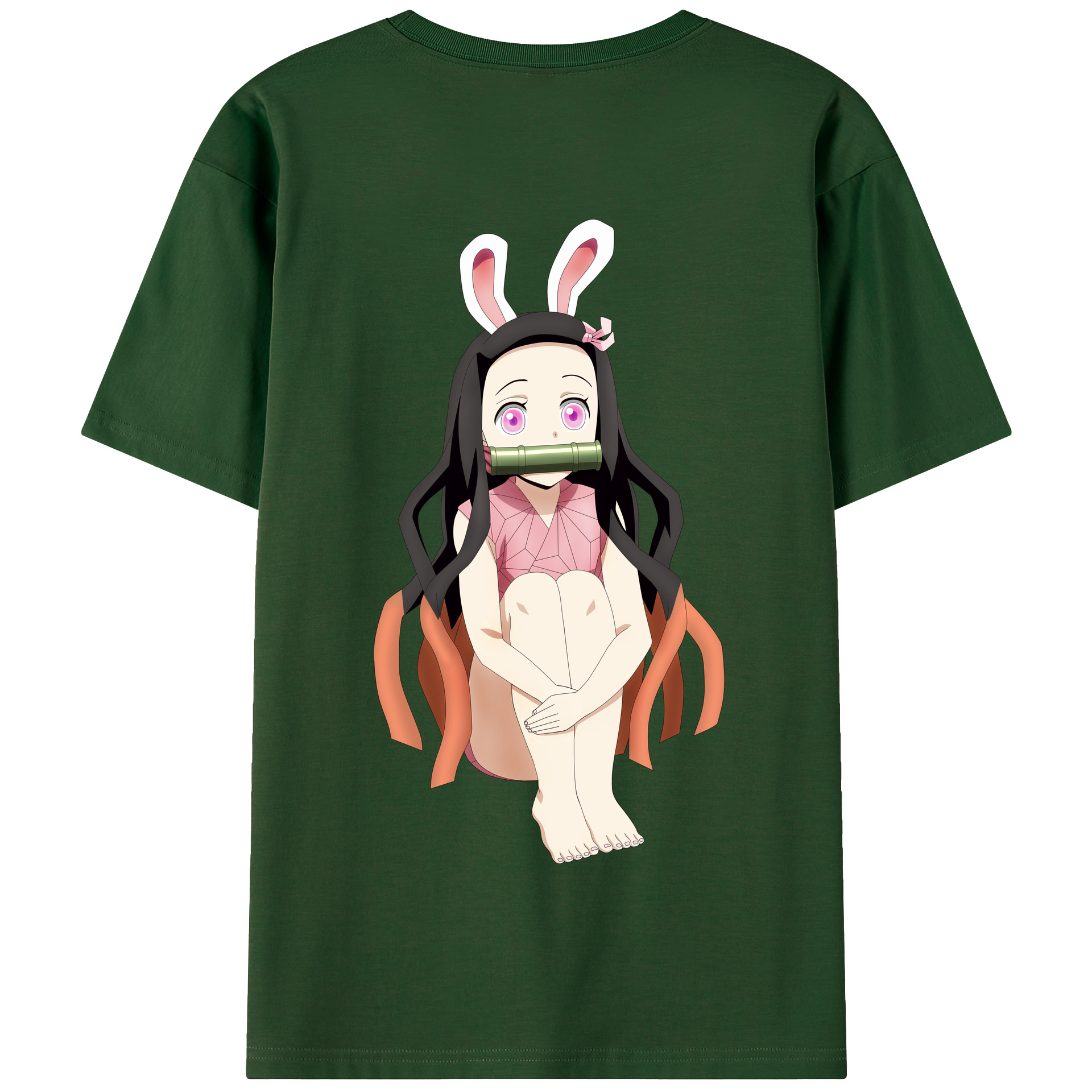 （画像用） 鬼滅の刃（きめつのやいば）竈門 禰󠄀豆子／かまど ねずこ Kamado Nezuko 綿100％半袖Tシャツ（背面プリント）